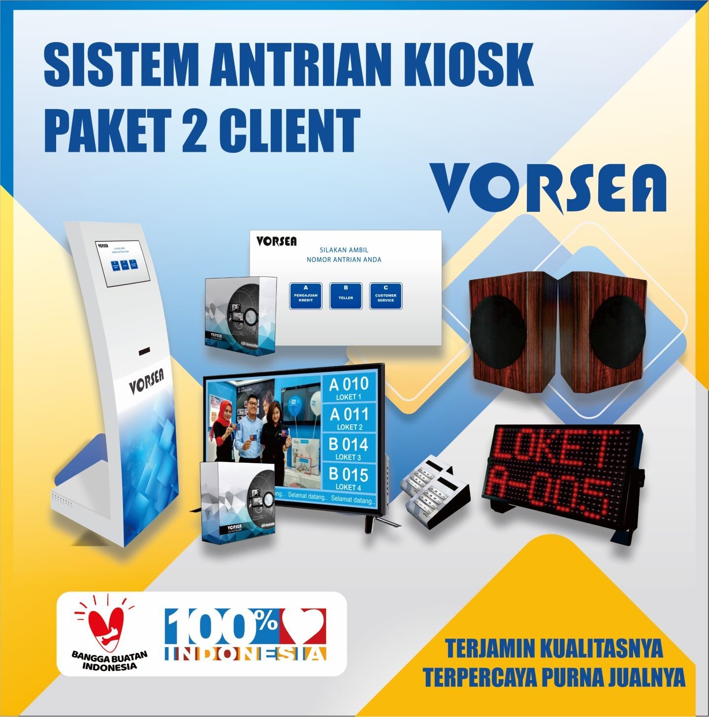 Gambar Paket Sistem Antrian Kiosk Touchscreen 2 Client